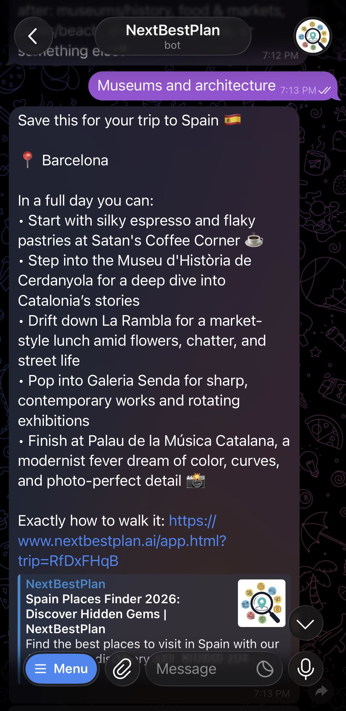 NextBestPlan bot screenshot